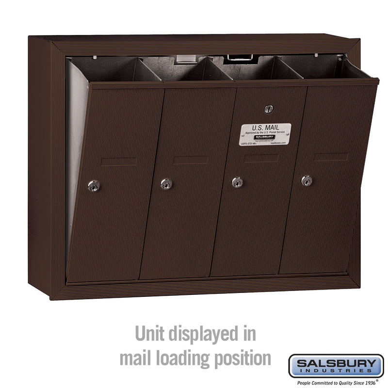 Salsbury Vertical Mailbox (Includes Master Commercial Lock) - 4 Doors - Surface Mounted - Private Access
