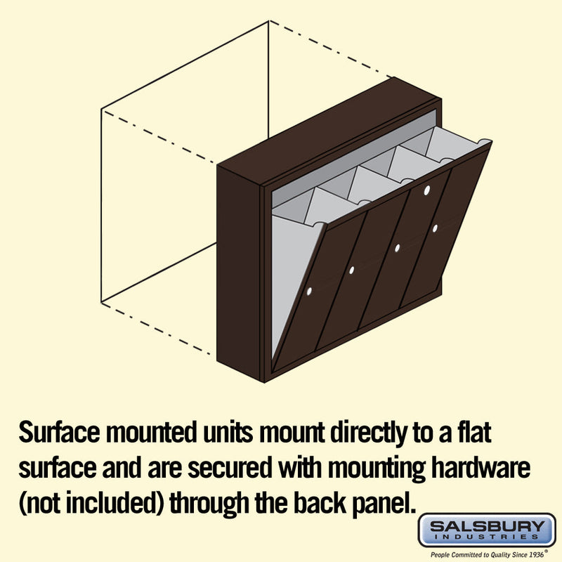 Salsbury Vertical Mailbox (Includes Master Commercial Lock) - 4 Doors - Surface Mounted - Private Access