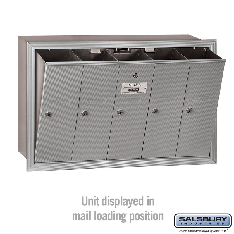 Salsbury Vertical Mailbox - 5 Doors Recessed Mounted - USPS Access