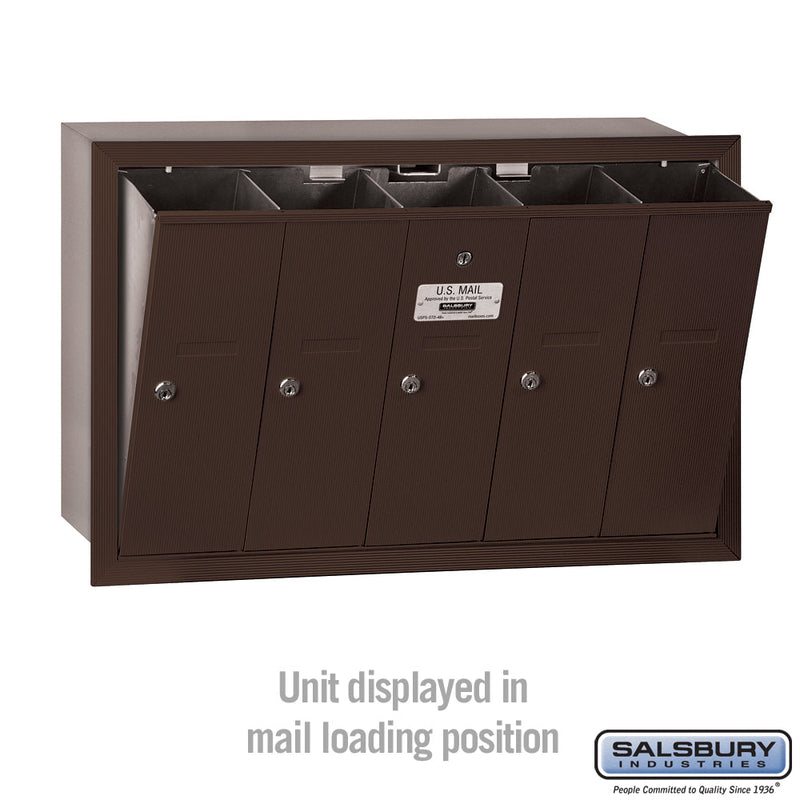 Salsbury Vertical Mailbox (Includes Master Commercial Lock) - 5 Doors - Recessed Mounted - Private Access