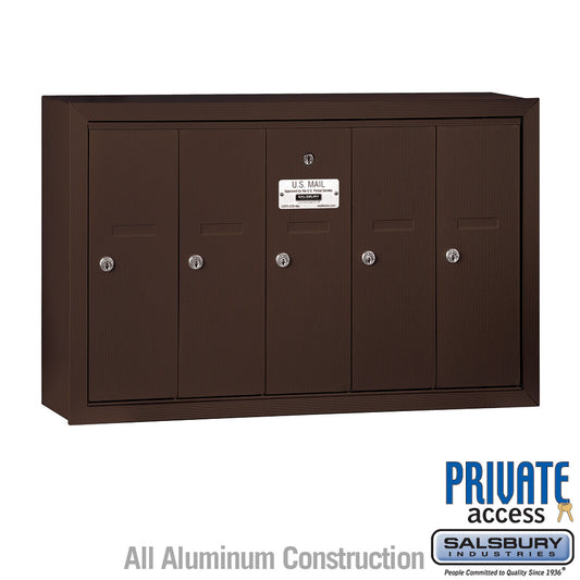 Salsbury Vertical Mailbox (Includes Master Commercial Lock) - 5 Doors - Surface Mounted - Private Access