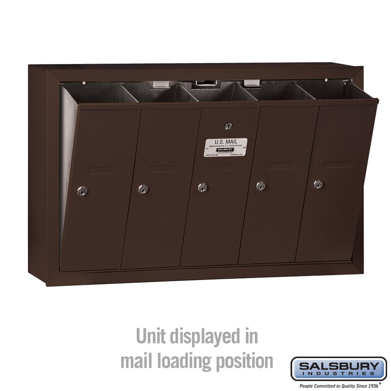 Salsbury Vertical Mailbox (Includes Master Commercial Lock) - 5 Doors - Surface Mounted - Private Access