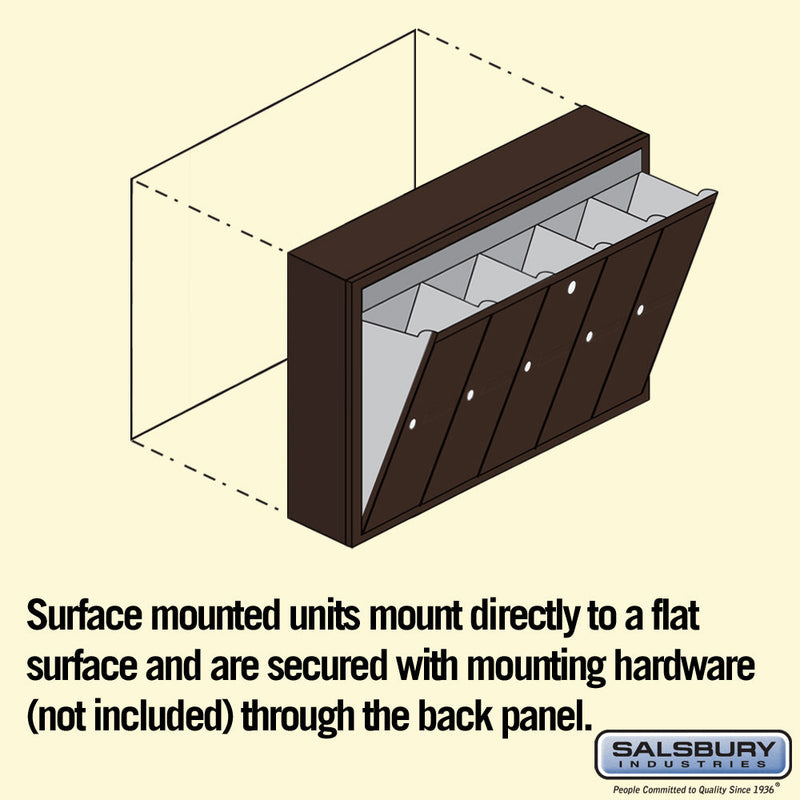 Salsbury Vertical Mailbox (Includes Master Commercial Lock) - 5 Doors - Surface Mounted - Private Access
