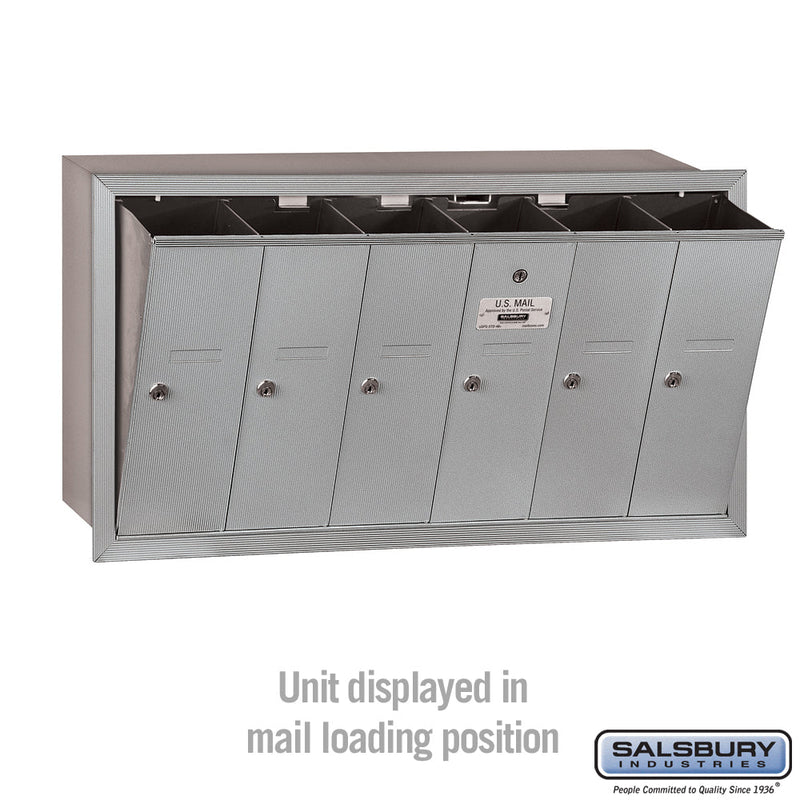 Salsbury Vertical Mailbox - 6 Doors Recessed Mounted - USPS Access