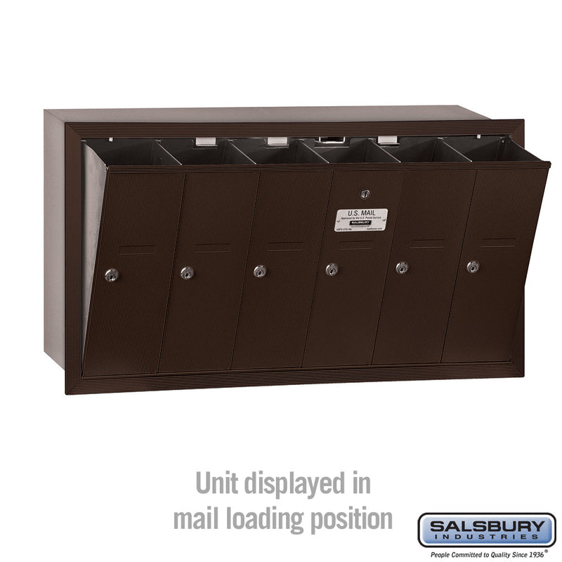 Salsbury Vertical Mailbox (Includes Master Commercial Lock) - 6 Doors - Recessed Mounted - Private Access