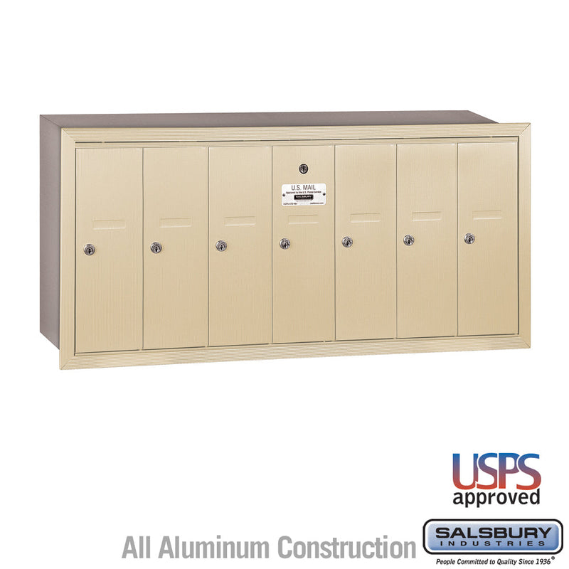 Salsbury Vertical Mailbox - 7 Doors - Sandstone - Recessed Mounted - USPS Access