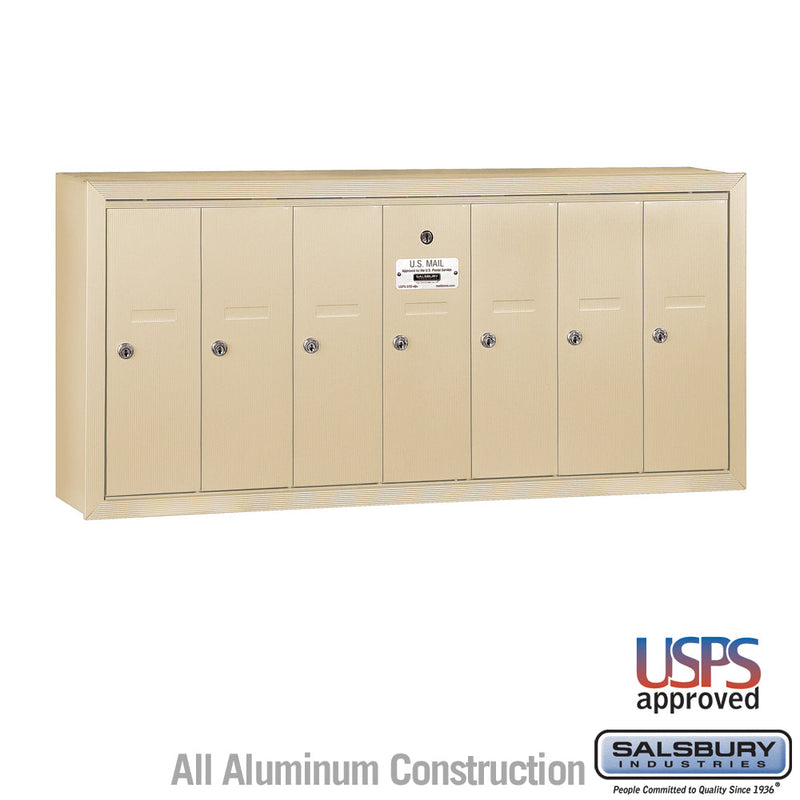 Salsbury Vertical Mailbox - 7 Doors - Sandstone - Surface Mounted - USPS Access