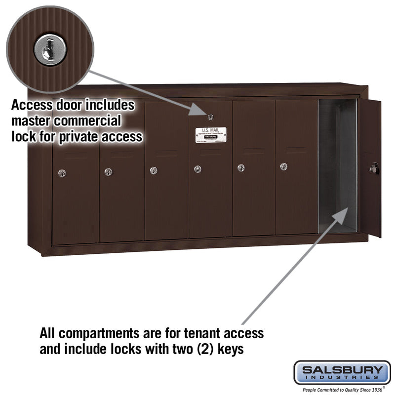 Salsbury Vertical Mailbox (Includes Master Commercial Lock) - 7 Doors - Surface Mounted - Private Access