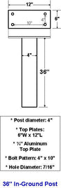 36" Aluminum In-Ground Post For Supreme