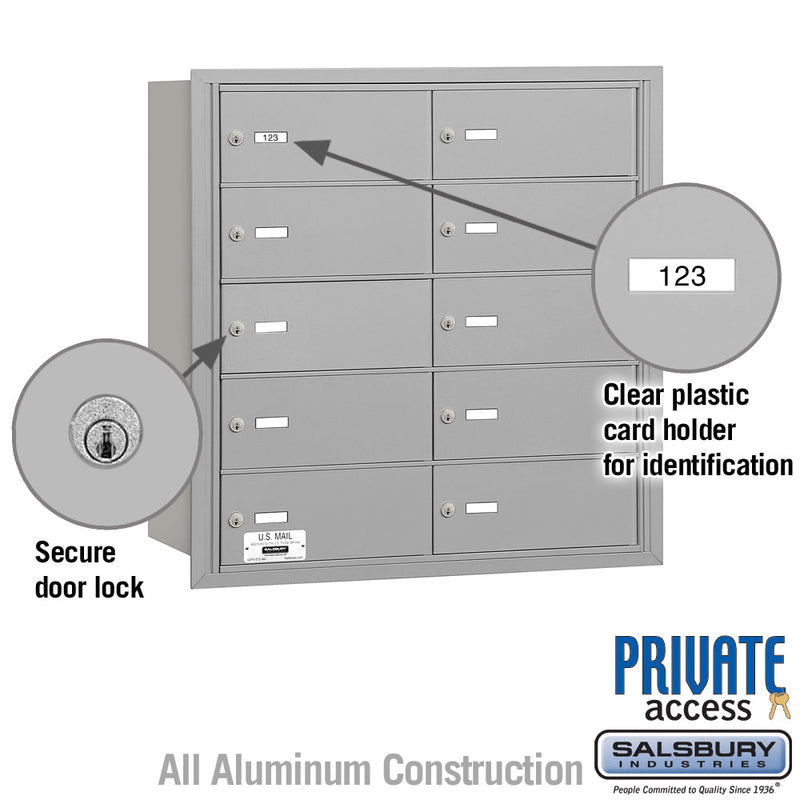 Salsbury 4B+ Horizontal Mailbox - 10 B Doors - Rear Loading - Private Access