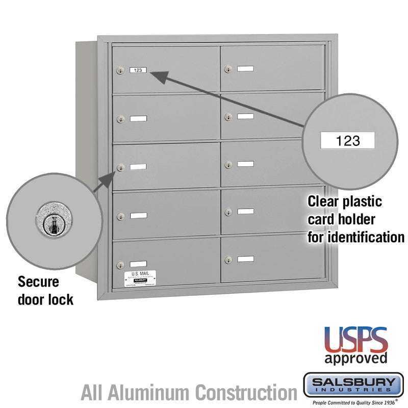 Salsbury 4B+ Horizontal Mailbox - 10 B Doors - Rear Loading - USPS Access