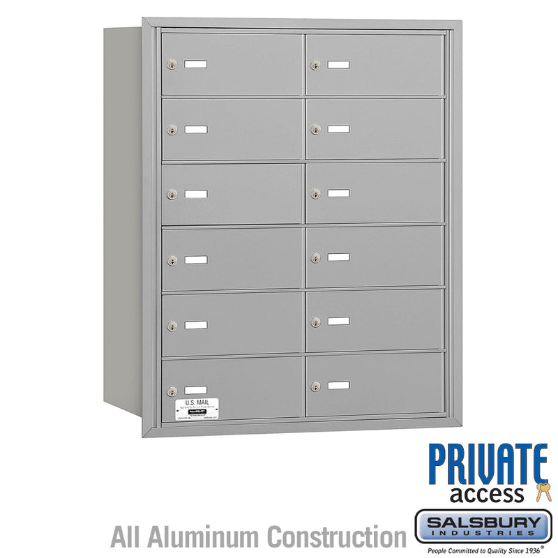Salsbury 4B+ Horizontal Mailbox - 12 B Doors - Rear Loading - Private Access