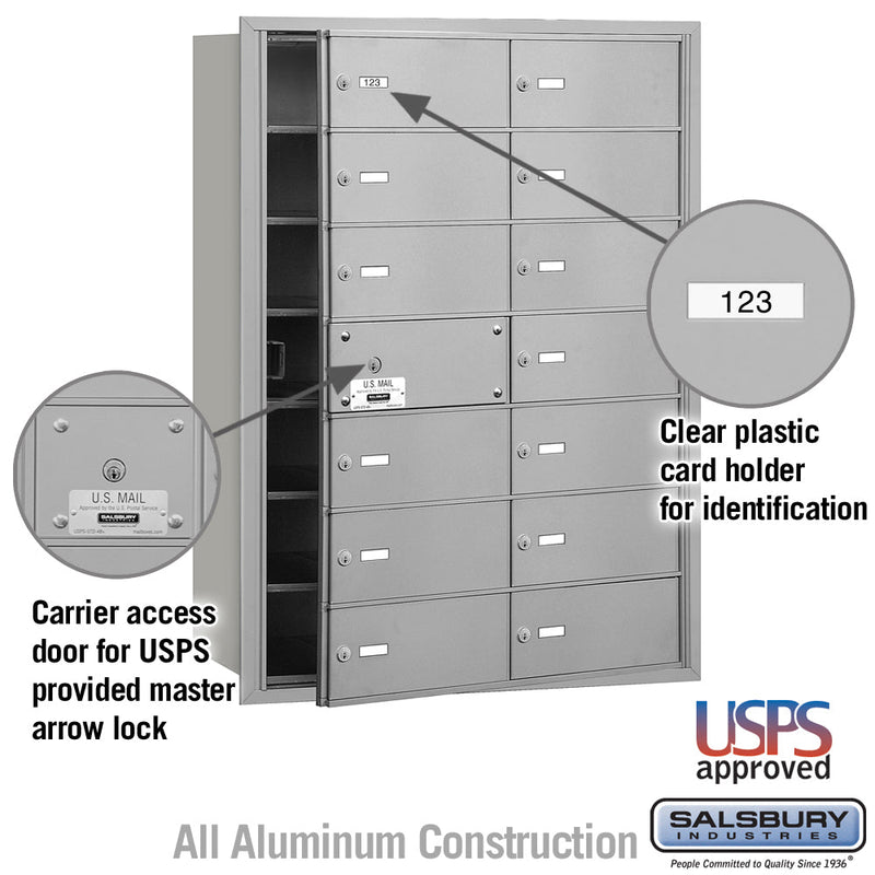 Salsbury 4B+ Horizontal Mailbox - 14 B Doors (13 usable) - Front Loading - USPS Access