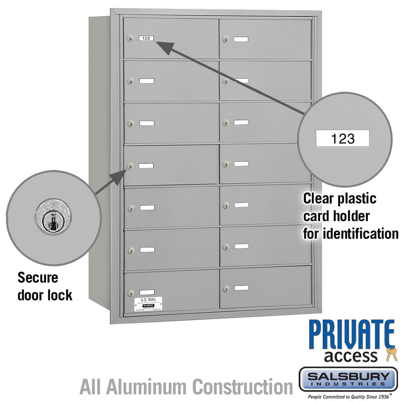 Salsbury 4B+ Horizontal Mailbox - 14 B Doors - Rear Loading - Private Access
