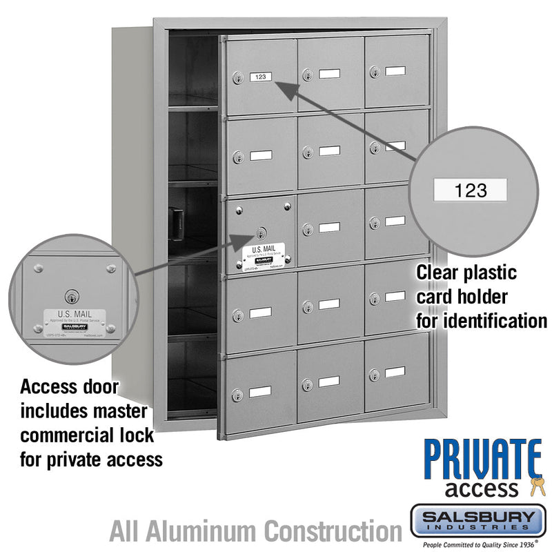 Salsbury 4B+ Horizontal Mailbox (Includes Master Commercial Lock) - 15 A Doors (14 usable) - Front Loading - Private Access