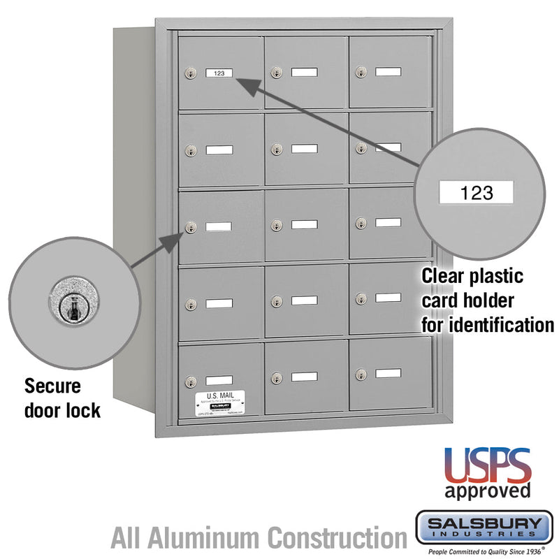 Salsbury 4B+ Horizontal Mailbox - 15 A Doors - Rear Loading - USPS Access