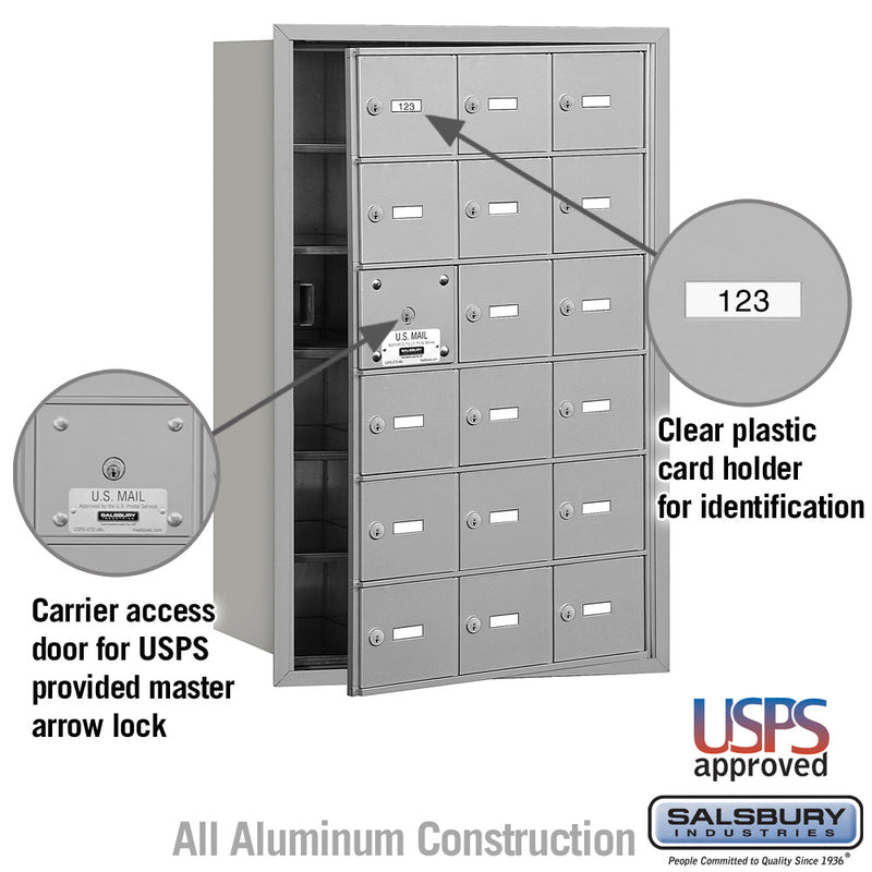 Salsbury 4B+ Horizontal Mailbox - 18 A Doors (17 usable) - Front Loading - USPS Access