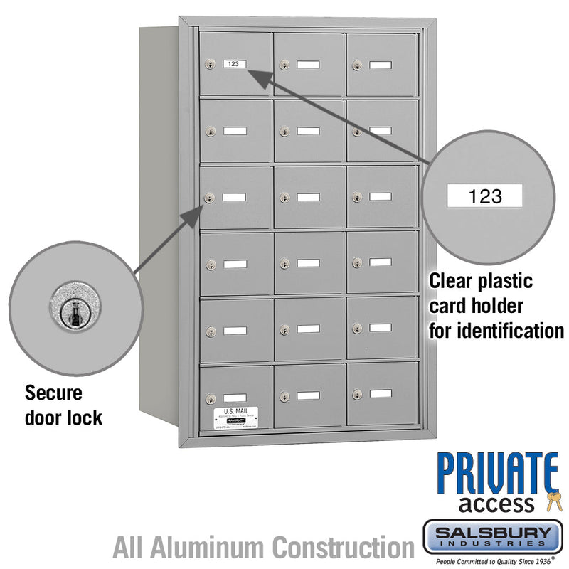 Salsbury 4B+ Horizontal Mailbox - 18 A Doors - Rear Loading - Private Access