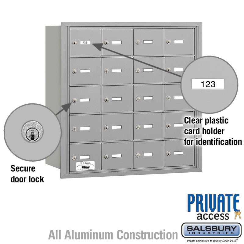 Salsbury 4B+ Horizontal Mailbox - 20 A Doors - Rear Loading - Private Access