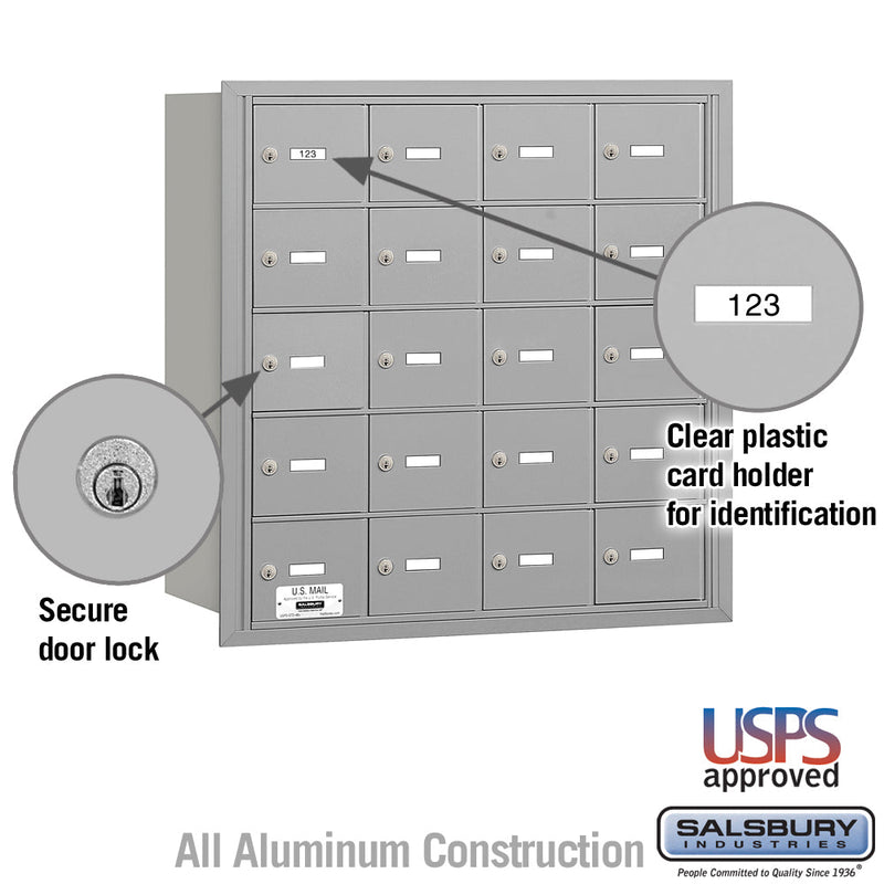 Salsbury 4B+ Horizontal Mailbox - 20 A Doors - Rear Loading - USPS Access