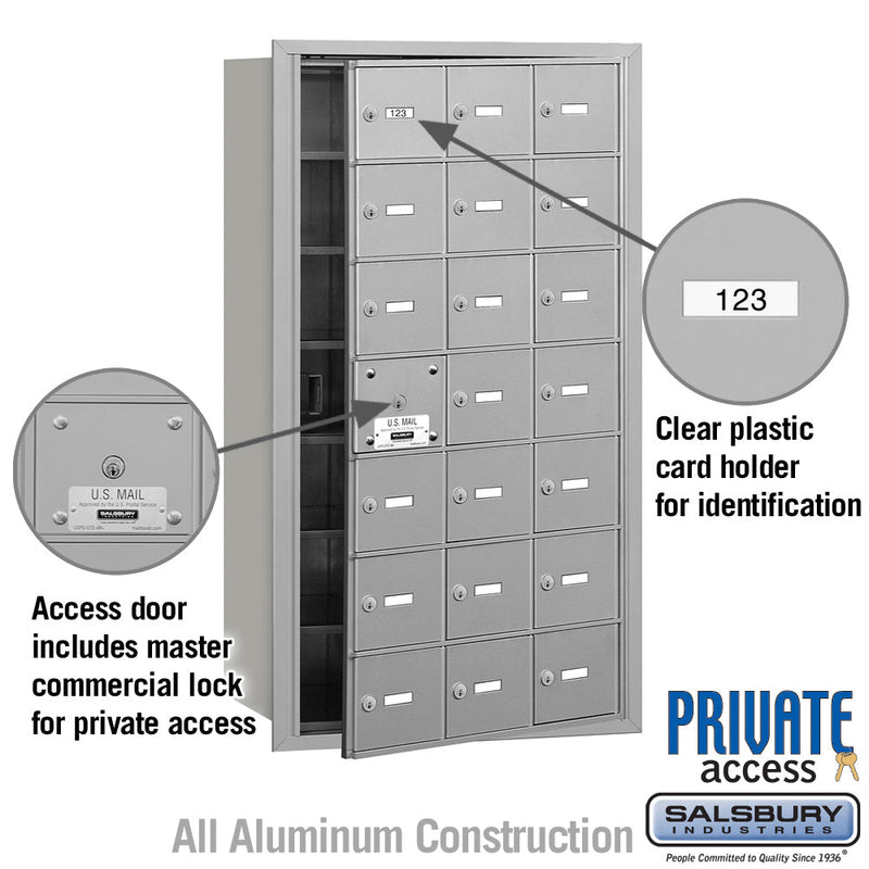 Salsbury 4B+ Horizontal Mailbox (Includes Master Commercial Lock) - 21 A Doors (20 usable) - Front Loading - Private Access