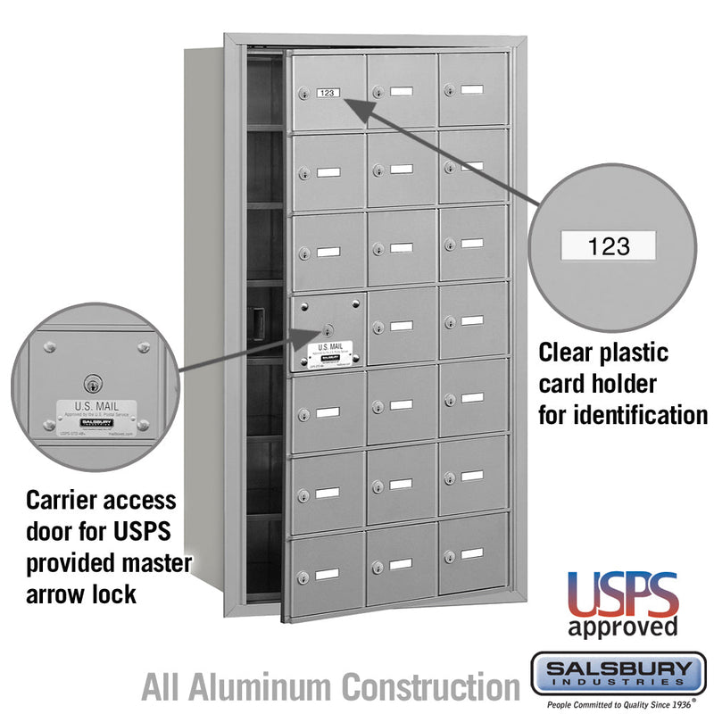 Salsbury 4B+ Horizontal Mailbox - 21 A Doors (20 usable) - Front Loading - USPS Access