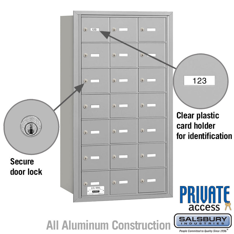 Salsbury 4B+ Horizontal Mailbox - 21 A Doors - Rear Loading - Private Access
