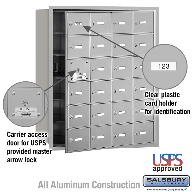 Salsbury 4B+ Horizontal Mailbox - 24 A Doors (23 usable) - Front Loading - USPS Access