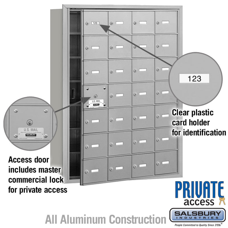 Salsbury 4B+ Horizontal Mailbox (Includes Master Commercial Lock) - 28 A Doors (27 usable) - Front Loading - Private Access