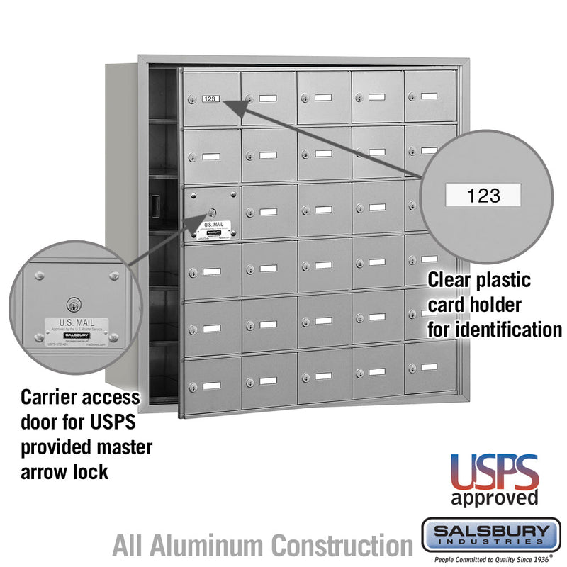 Salsbury 4B+ Horizontal Mailbox - 30 A Doors (29 usable) - Front Loading - USPS Access