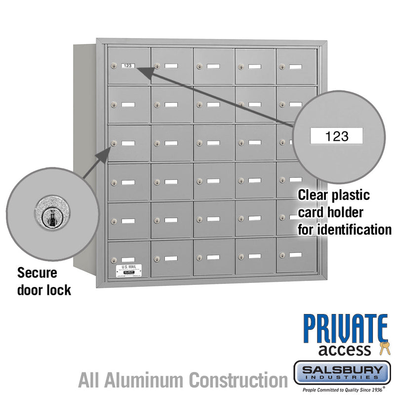 Salsbury 4B+ Horizontal Mailbox - 30 A Doors - Rear Loading - Private Access
