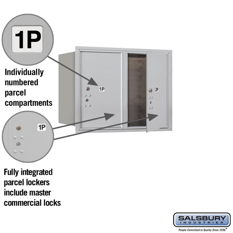 Salsbury 6 Door High Recessed Mounted 4C Horizontal Parcel Locker with 2 Parcel Lockers with Private Access - Front Loading