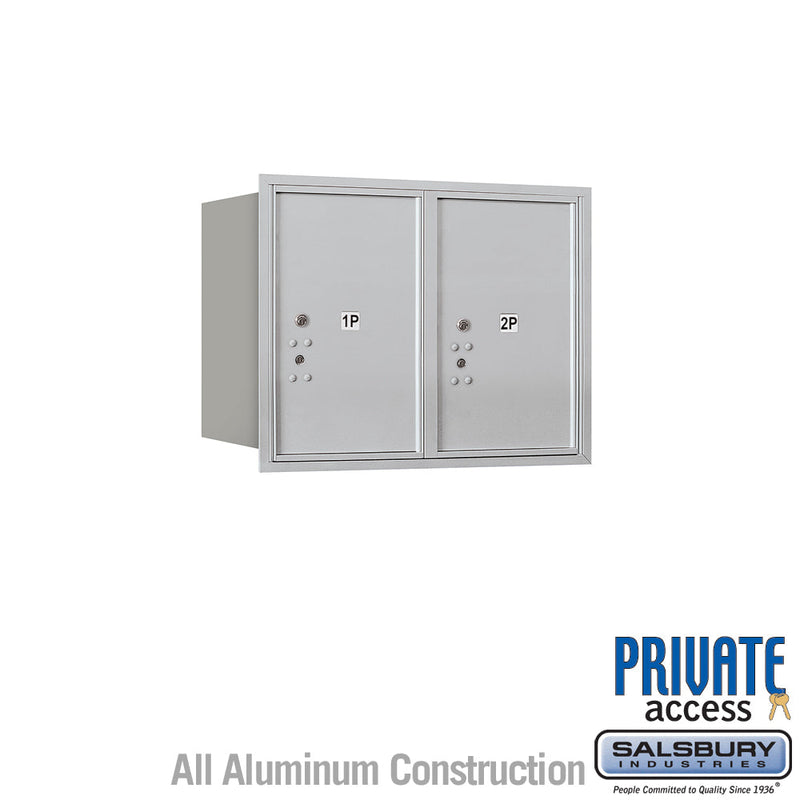 Salsbury 6 Door High Recessed Mounted 4C Horizontal Parcel Locker with 2 Parcel Lockers with Private Access - Rear Loading