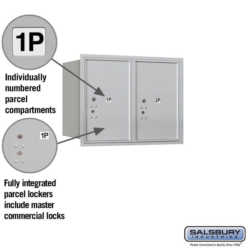 Salsbury 6 Door High Recessed Mounted 4C Horizontal Parcel Locker with 2 Parcel Lockers with Private Access - Rear Loading