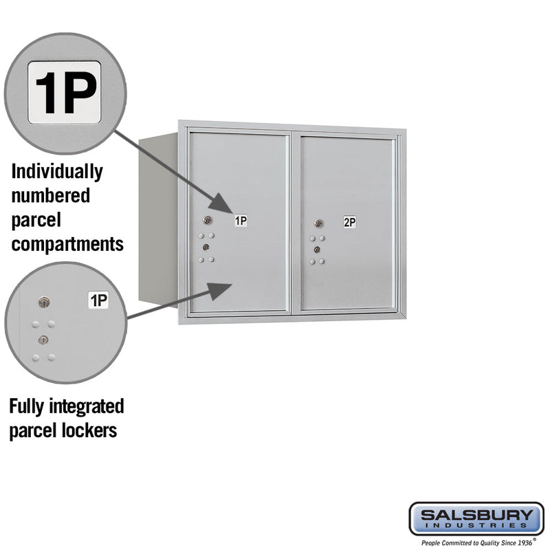 Salsbury 6 Door High Recessed Mounted 4C Horizontal Parcel Locker with 2 Parcel Lockers with USPS Access - Rear Loading