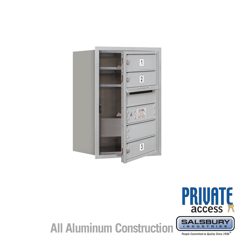 Salsbury 6 Door High Recessed Mounted 4C Horizontal Mailbox with 3 Doors with Private Access - Front Loading
