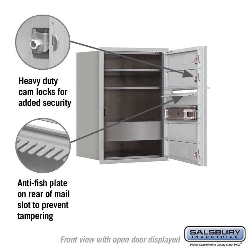 Salsbury 6 Door High Recessed Mounted 4C Horizontal Mailbox with 3 Doors with Private Access - Front Loading