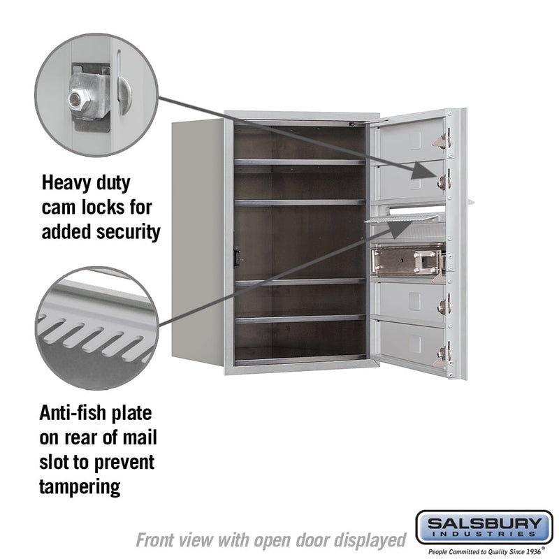 Salsbury 6 Door High Recessed Mounted 4C Horizontal Mailbox with 4 Doors with USPS Access - Front Loading