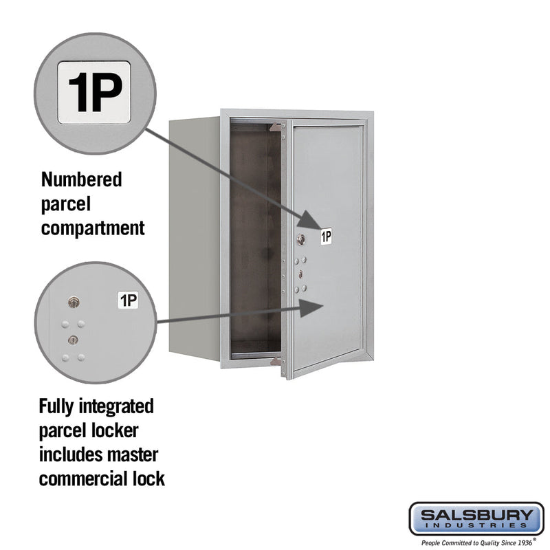 Salsbury 6 Door High Recessed Mounted 4C Horizontal Parcel Locker with 1 Parcel Locker with USPS Access - Front Loading
