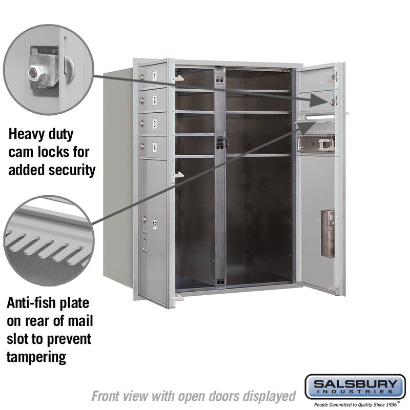 Salsbury 10 Door High Recessed Mounted 4C Horizontal Mailbox with 6 Doors and 2 Parcel Lockers with Private Access - Front Loading