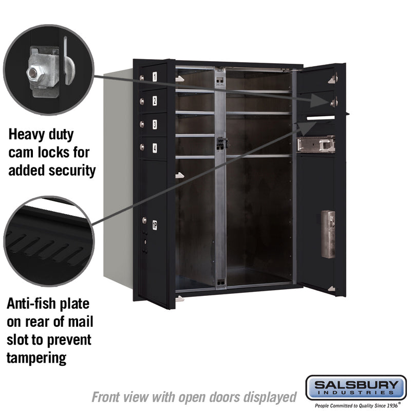 Salsbury 10 Door High Recessed Mounted 4C Horizontal Mailbox with 6 Doors and 2 Parcel Lockers USPS Access - Front Loading