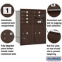Salsbury 10 Door High Recessed Mounted 4C Horizontal Mailbox with 6 Doors and 2 Parcel Lockers with Private Access - Rear Loading