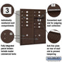 Salsbury 10 Door High Recessed Mounted 4C Horizontal Mailbox with 9 Doors and 2 Parcel Lockers with Private Access - Rear Loading