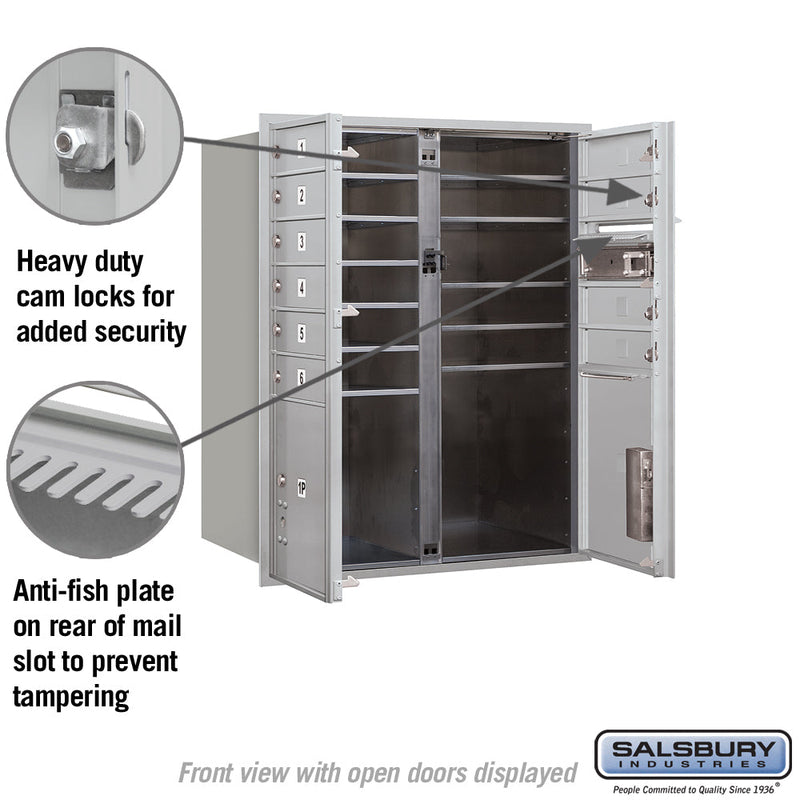 Salsbury 10 Door High Recessed Mounted 4C Horizontal Mailbox with 10 Doors and 2 Parcel Lockers with Private Access - Front Loading