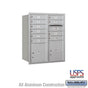 Salsbury 10 Door High Recessed Mounted 4C Horizontal Mailbox with 10 Doors and 2 Parcel Lockers with USPS Access - Rear Loading