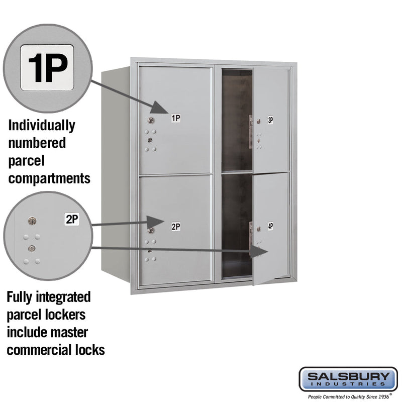Salsbury 10 Door High Recessed Mounted 4C Horizontal Parcel Locker with 4 Parcel Lockers with Private Access - Front Loading