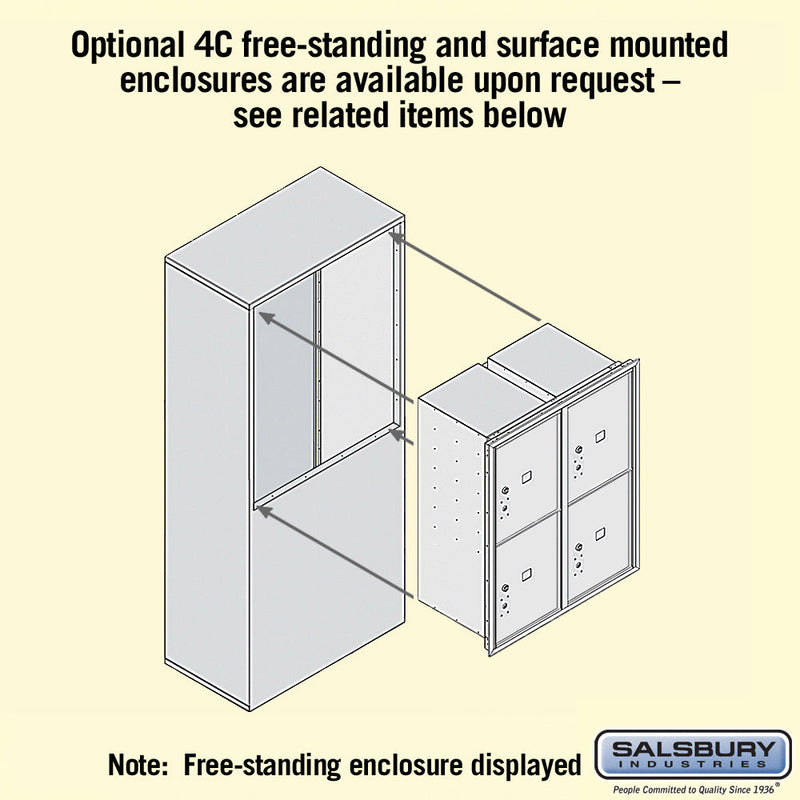 Salsbury 10 Door High Recessed Mounted 4C Horizontal Parcel Locker with 4 Parcel Lockers with Private Access - Front Loading