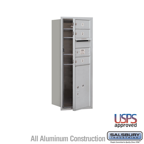 Salsbury 10 Door High Recessed Mounted 4C Horizontal Mailbox with 3 Doors and 1 Parcel Locker with USPS Access - Front Loading