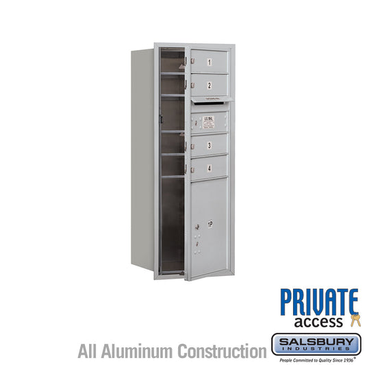 Salsbury 10 Door High Recessed Mounted 4C Horizontal Mailbox with 4 Doors and 1 Parcel Locker with Private Access - Front Loading