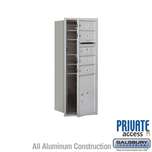 Salsbury 10 Door High Recessed Mounted 4C Horizontal Mailbox with 4 Doors and 1 Parcel Locker with Private Access - Front Loading